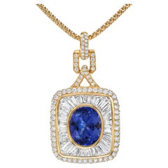 Tanzanite Pendant Necklace Oval 3.67 Carat