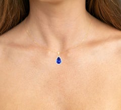Tanzanite Pendant Necklace With Diamond Halo 3.2 Carats Total 14K Gold