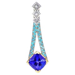 Tanzanite Pendant with Brazilian Paraiba Tourmaline and Diamonds, 18k