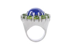Tanzanite Peridot Diamond and White Gold Cocktail Ring