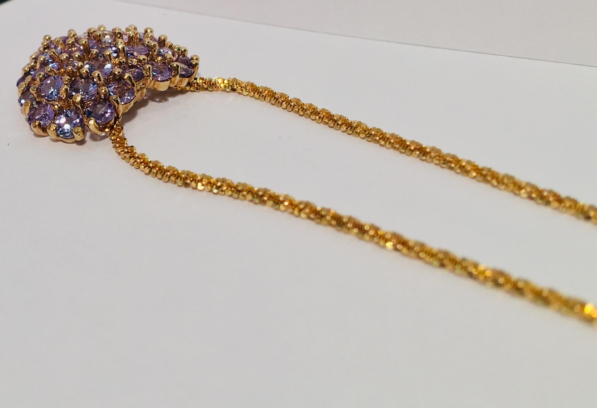 Women's Tanzanite Puffy Heart Pendant with Hidden Bale 14 Karat Yellow Gold with Chain