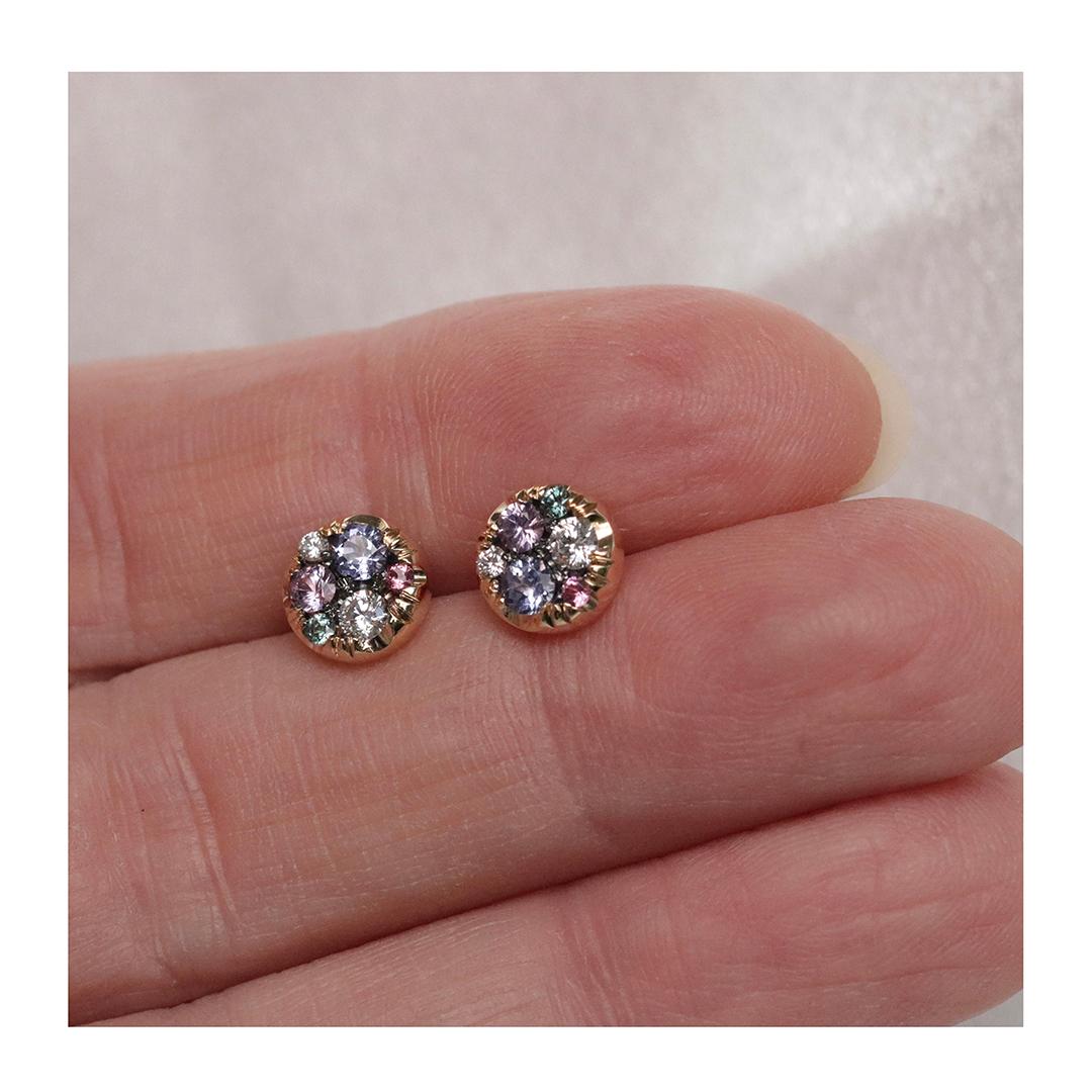 Tanzanite Purple Sapphire Alexandrite Pink Spinel Diamond Stud Earrings For Sale 5