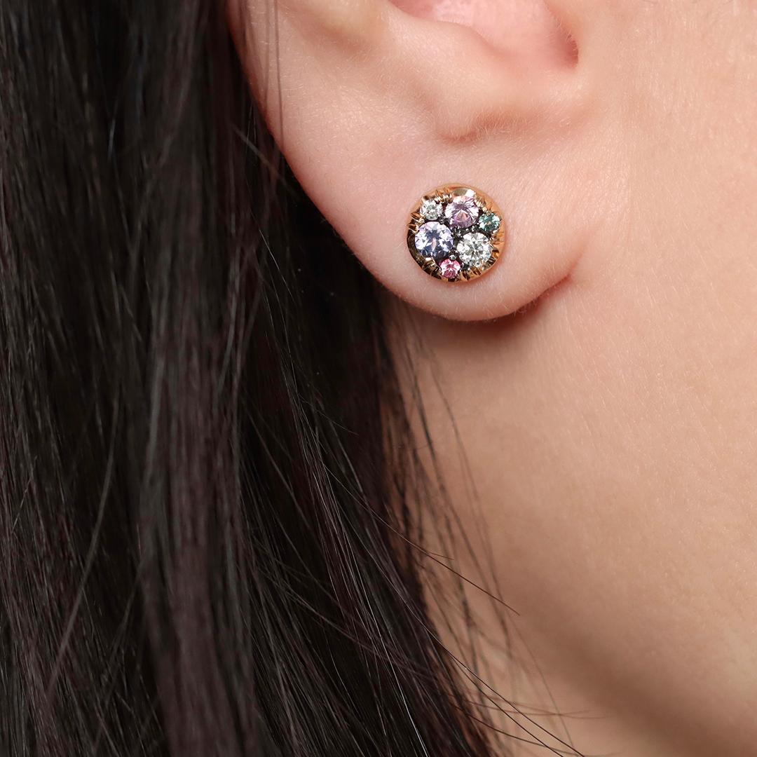 Tanzanite Purple Sapphire Alexandrite Pink Spinel Diamond Stud Earrings For Sale 6