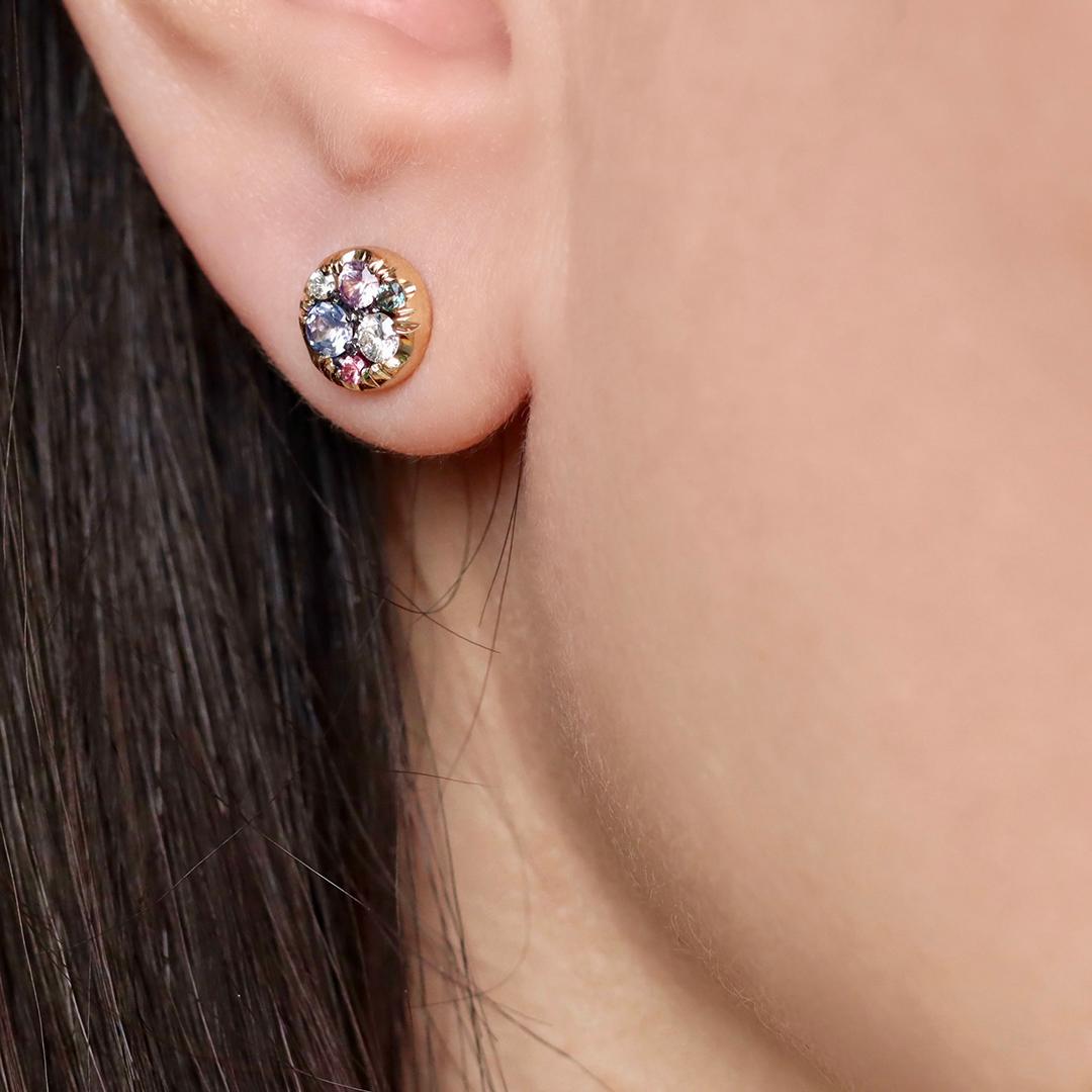 Tanzanite Purple Sapphire Alexandrite Pink Spinel Diamond Stud Earrings For Sale 7
