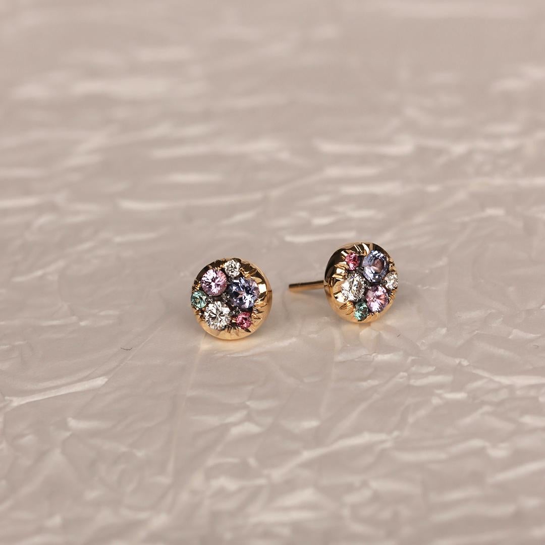 Tanzanite Purple Sapphire Alexandrite Pink Spinel Diamond Stud Earrings For Sale 8