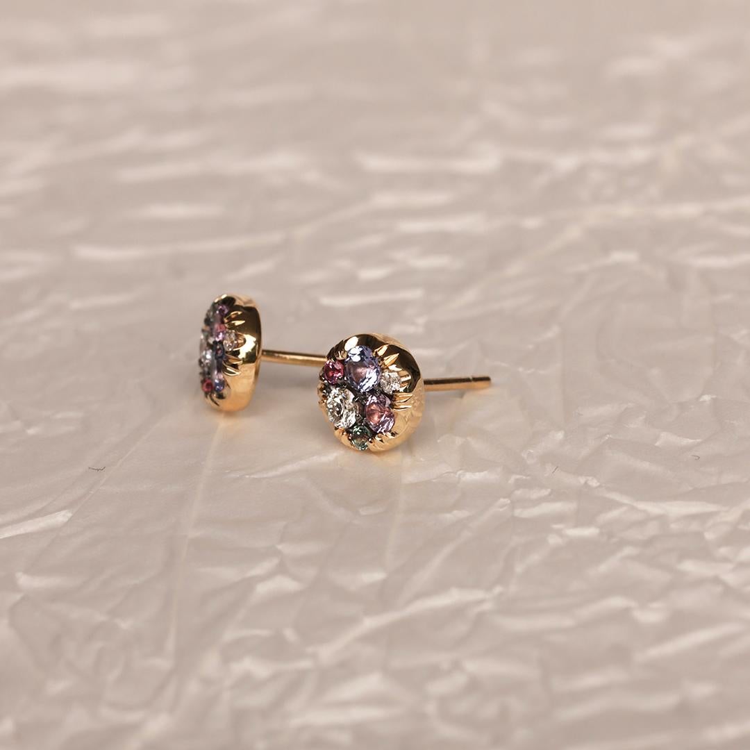 Tanzanite Purple Sapphire Alexandrite Pink Spinel Diamond Stud Earrings For Sale 11