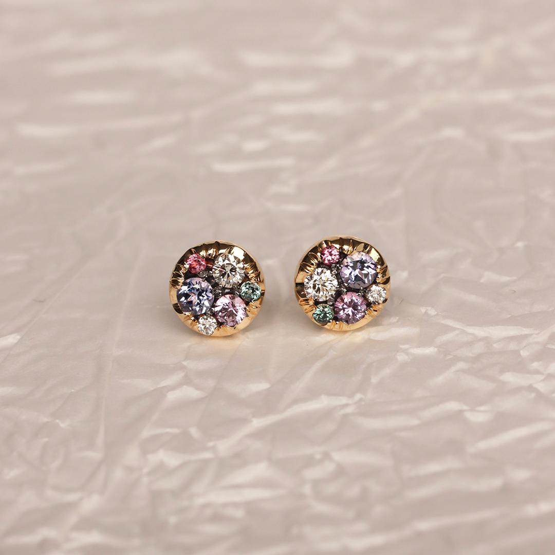 Tanzanite Purple Sapphire Alexandrite Pink Spinel Diamond Stud Earrings For Sale 13