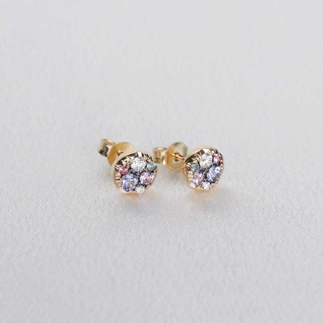 Tanzanite Purple Sapphire Alexandrite Pink Spinel Diamond Stud Earrings For Sale 1