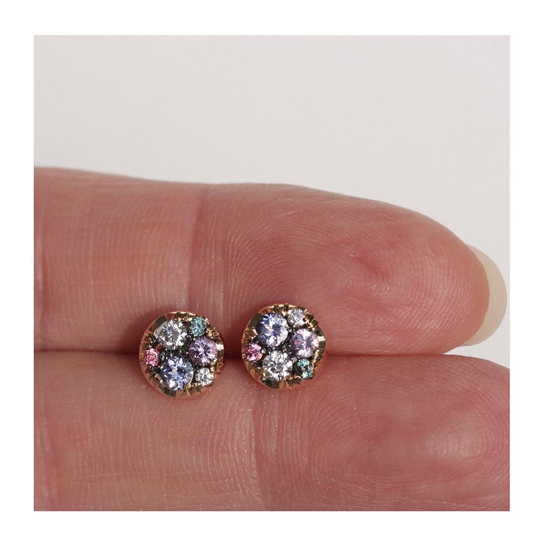 Tanzanite Purple Sapphire Alexandrite Pink Spinel Diamond Stud Earrings For Sale 2