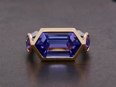 Tanzanite, Purple Sapphires, 18k YG, 14k RG, Platinum Cocktail Ring