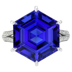 Antique Tanzanite Ring 10.21 Carat Hexagon