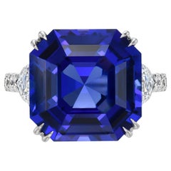 Bague octogonale carrée en tanzanite de 10,41 carats