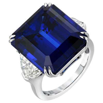 Blue Spinel Ring 4.01 Carat Emerald Cut For Sale at 1stDibs | blue ...