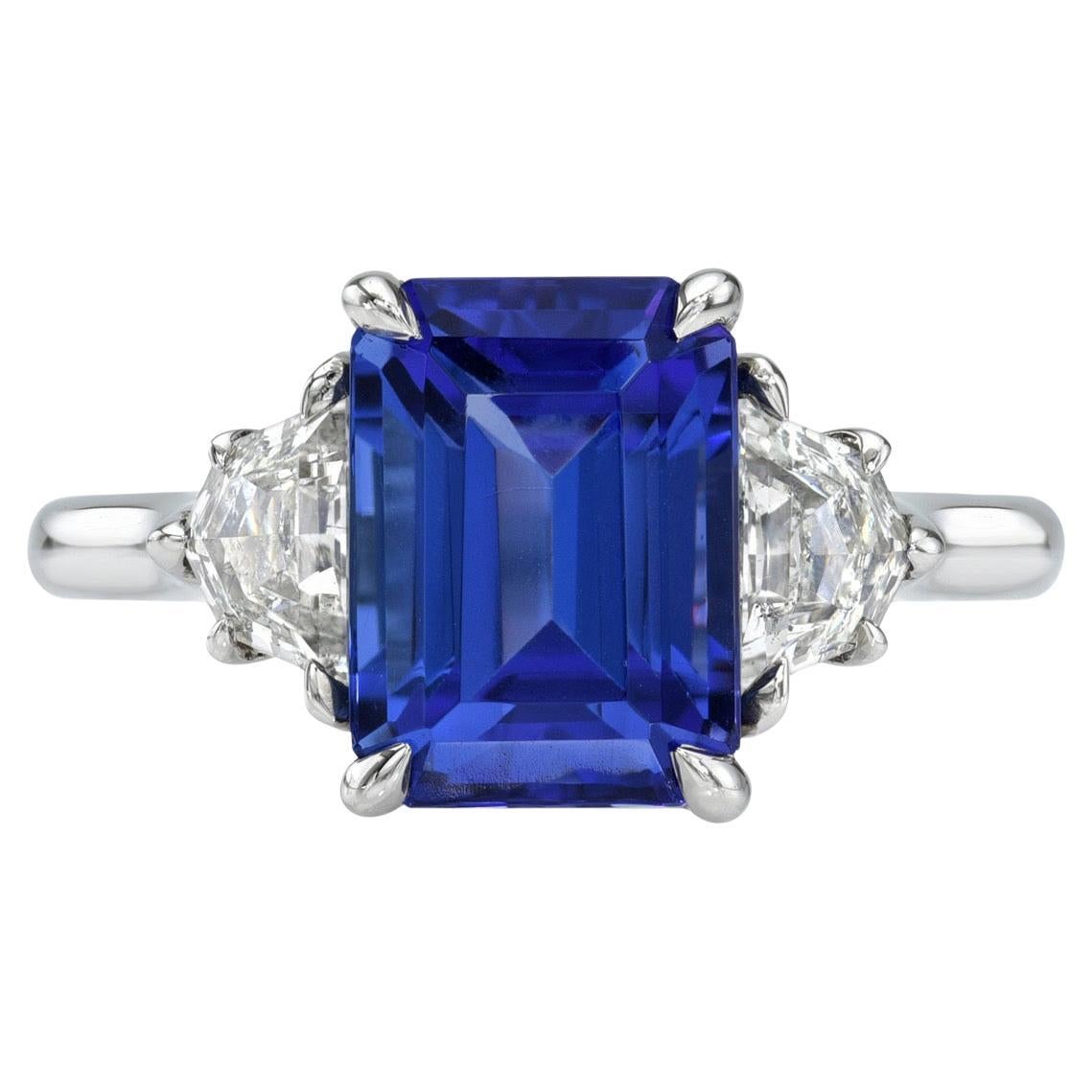 Tanzanite Ring 3.57 Carat Emerald Cut For Sale