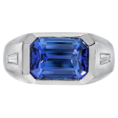 Tanzanite Ring 6.58 Carat Emerald Cut Unisex Ring