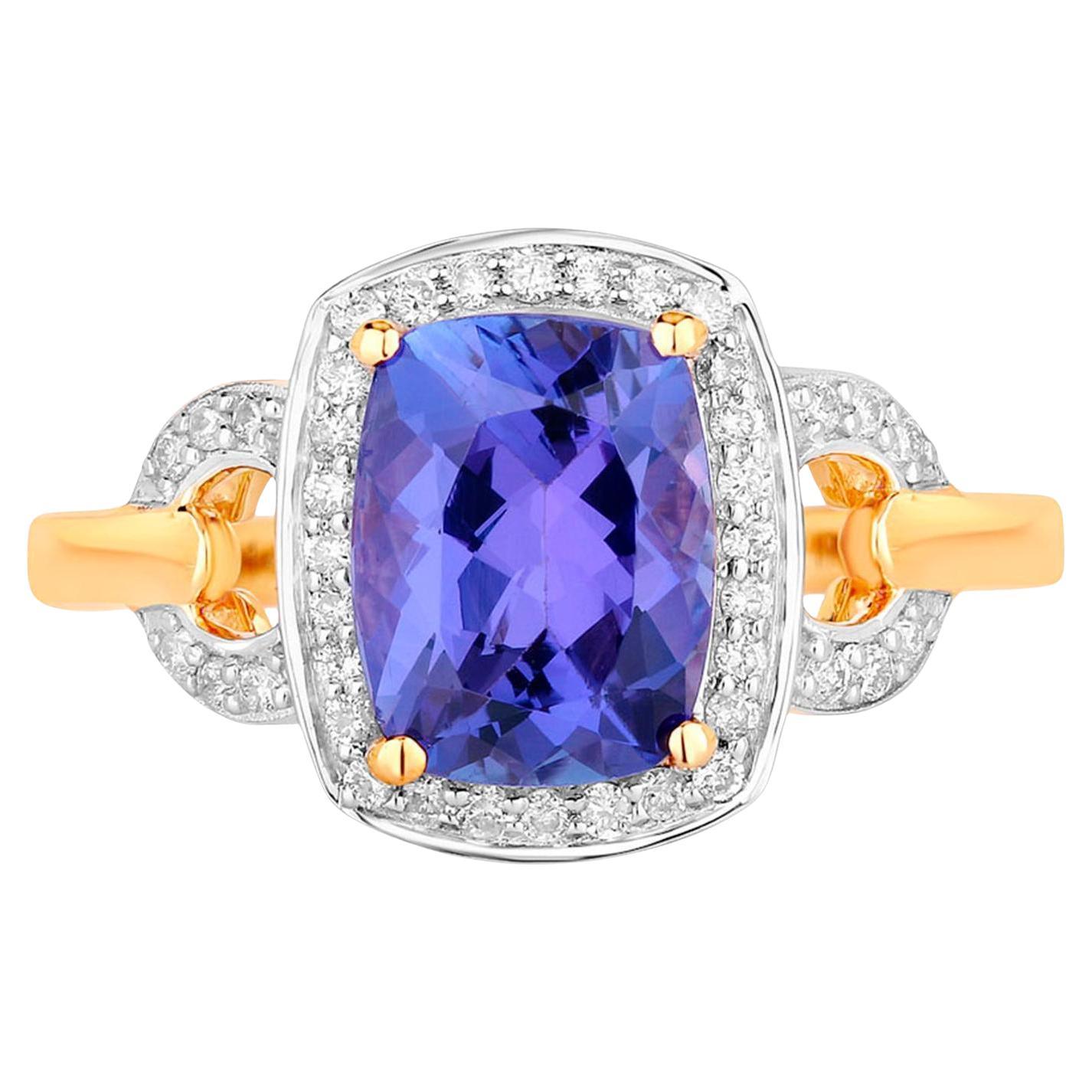 Tanzanite Ring Diamonds 2.36 Carats 14K Yellow Gold