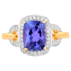 Tanzanite Ring Diamonds 2.36 Carats 14K Yellow Gold