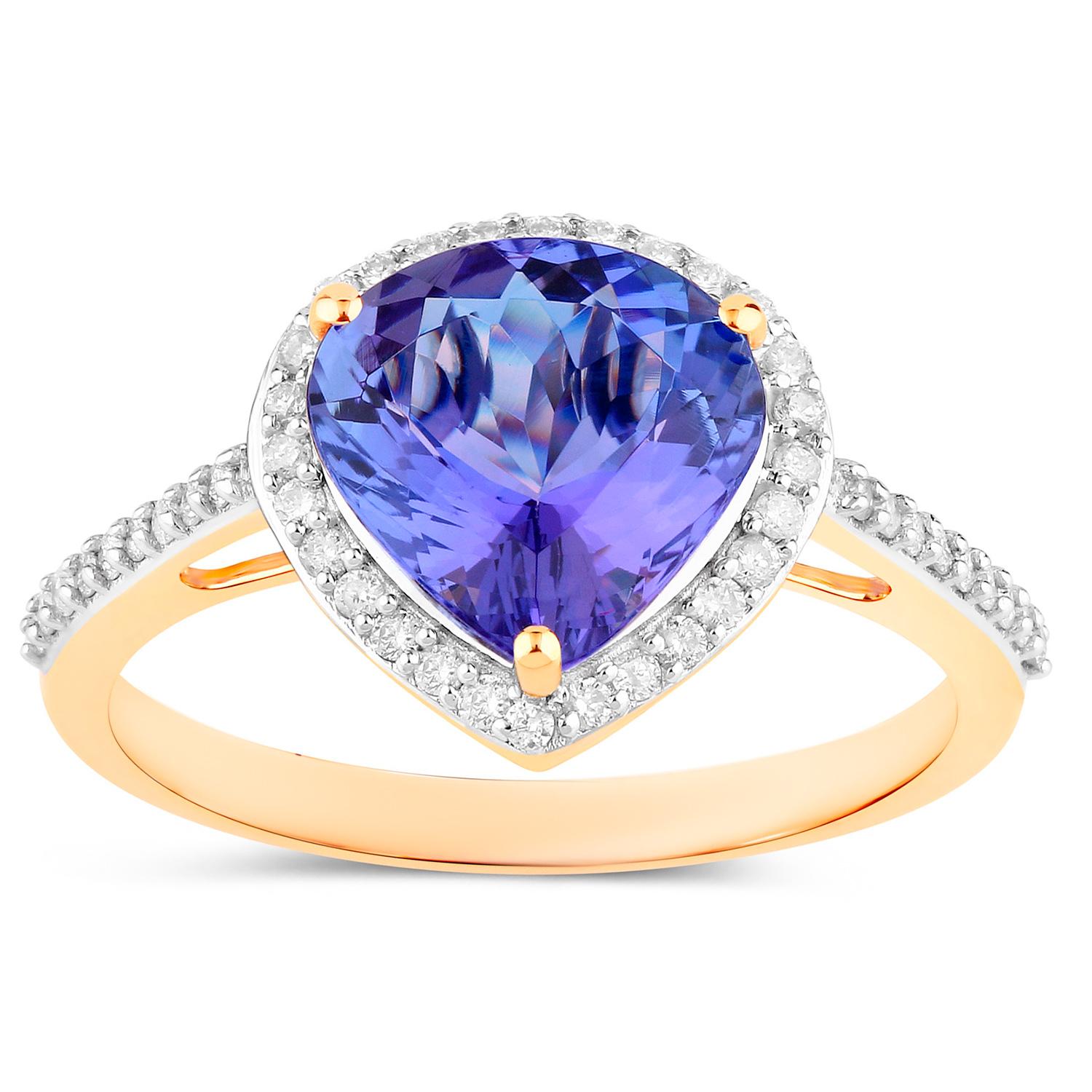 Tanzanite Ring Diamonds 2.48 Carats 14K Yellow Gold In Excellent Condition For Sale In Aliso Viejo, CA