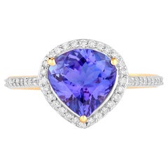 Tansanit Ring Diamanten 2,48 Karat 14K Gelbgold