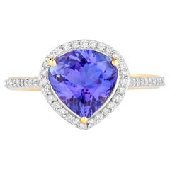 Tansanit Ring Diamanten 2,48 Karat 14K Gelbgold