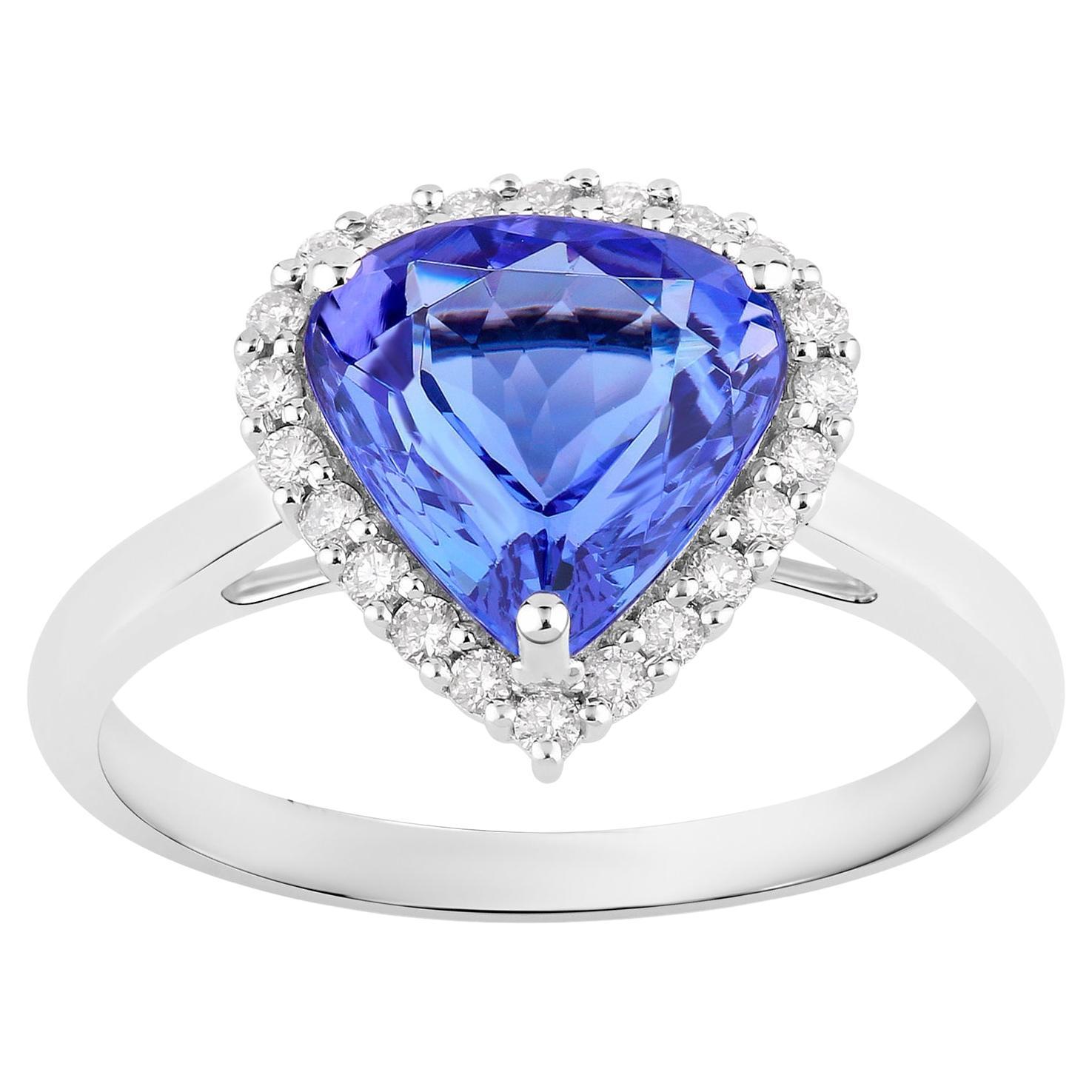 Tanzanite Ring Diamonds 2.59 Carats 14K White Gold In Excellent Condition For Sale In Aliso Viejo, CA