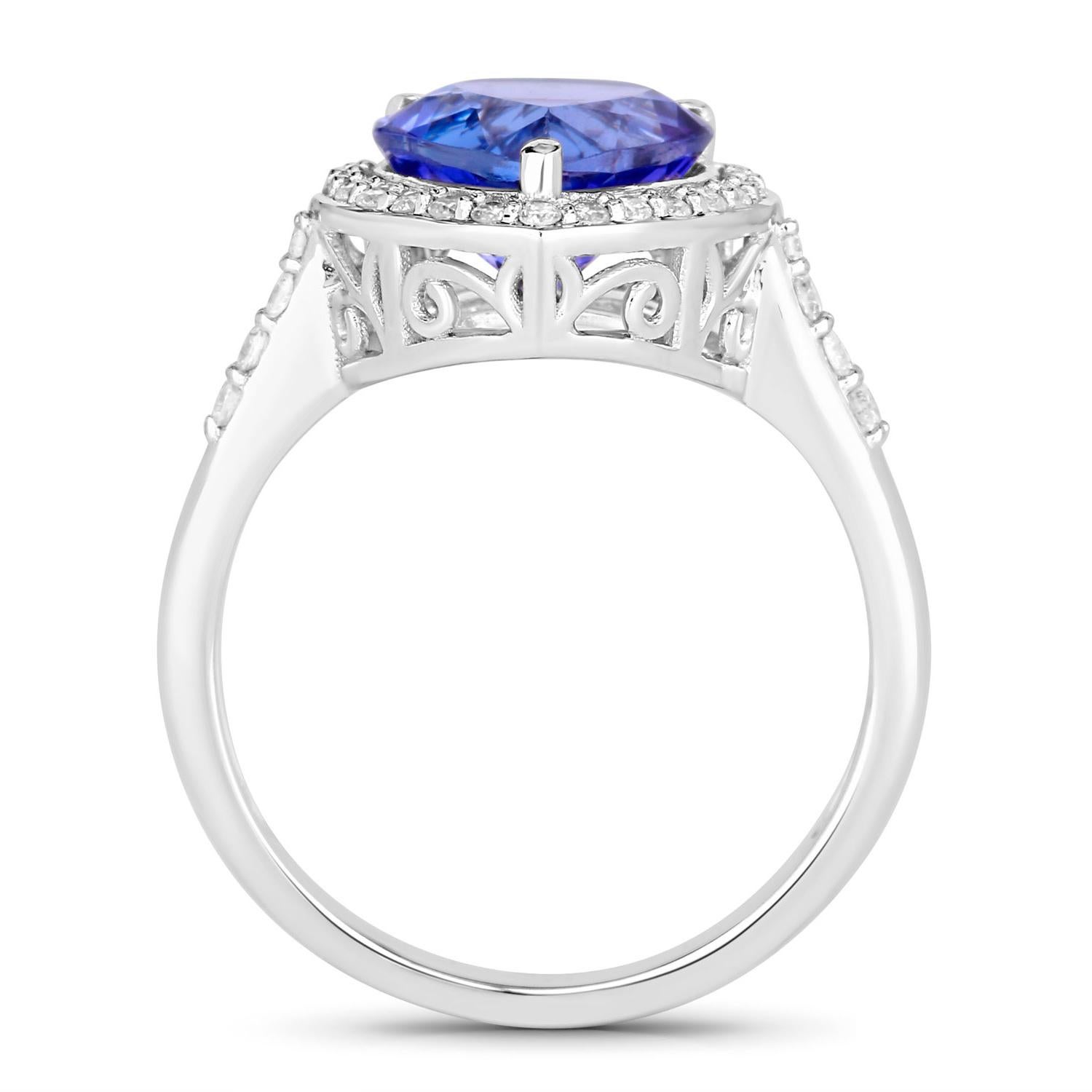 Mixed Cut Tanzanite Ring Diamonds 2.99 Carats 14K White Gold For Sale
