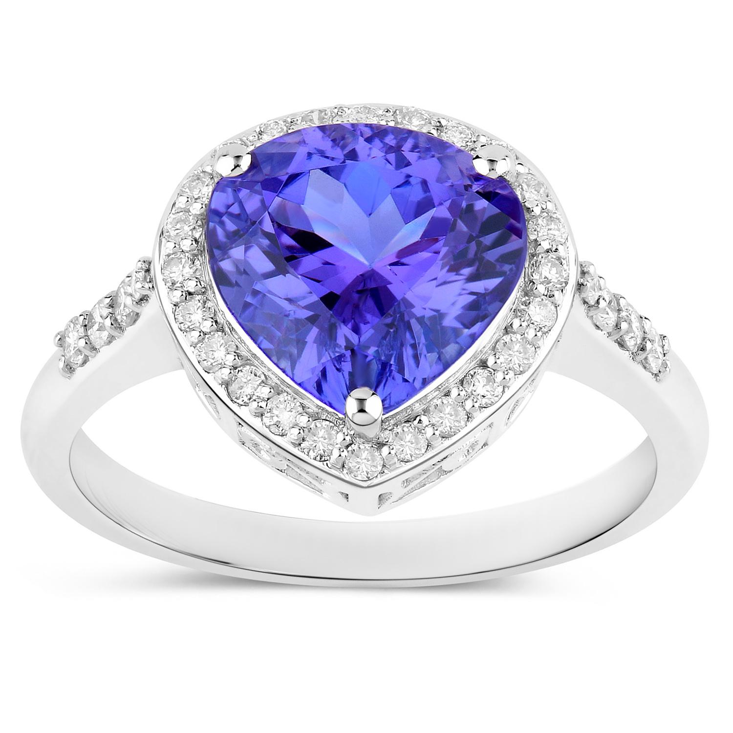 Tanzanite Ring Diamonds 2.99 Carats 14K White Gold In Excellent Condition For Sale In Aliso Viejo, CA