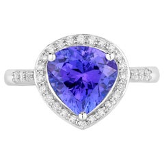 Anello di tanzanite con diamanti da 2,99 carati in oro bianco 14K