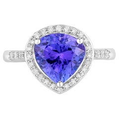 Tanzanite Ring Diamonds 2.99 Carats 14K White Gold