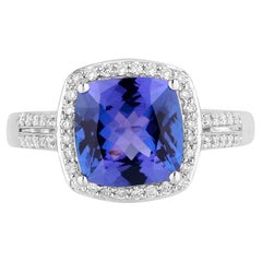 Tanzanite Ring Diamonds 3.12 Carats 14K White Gold