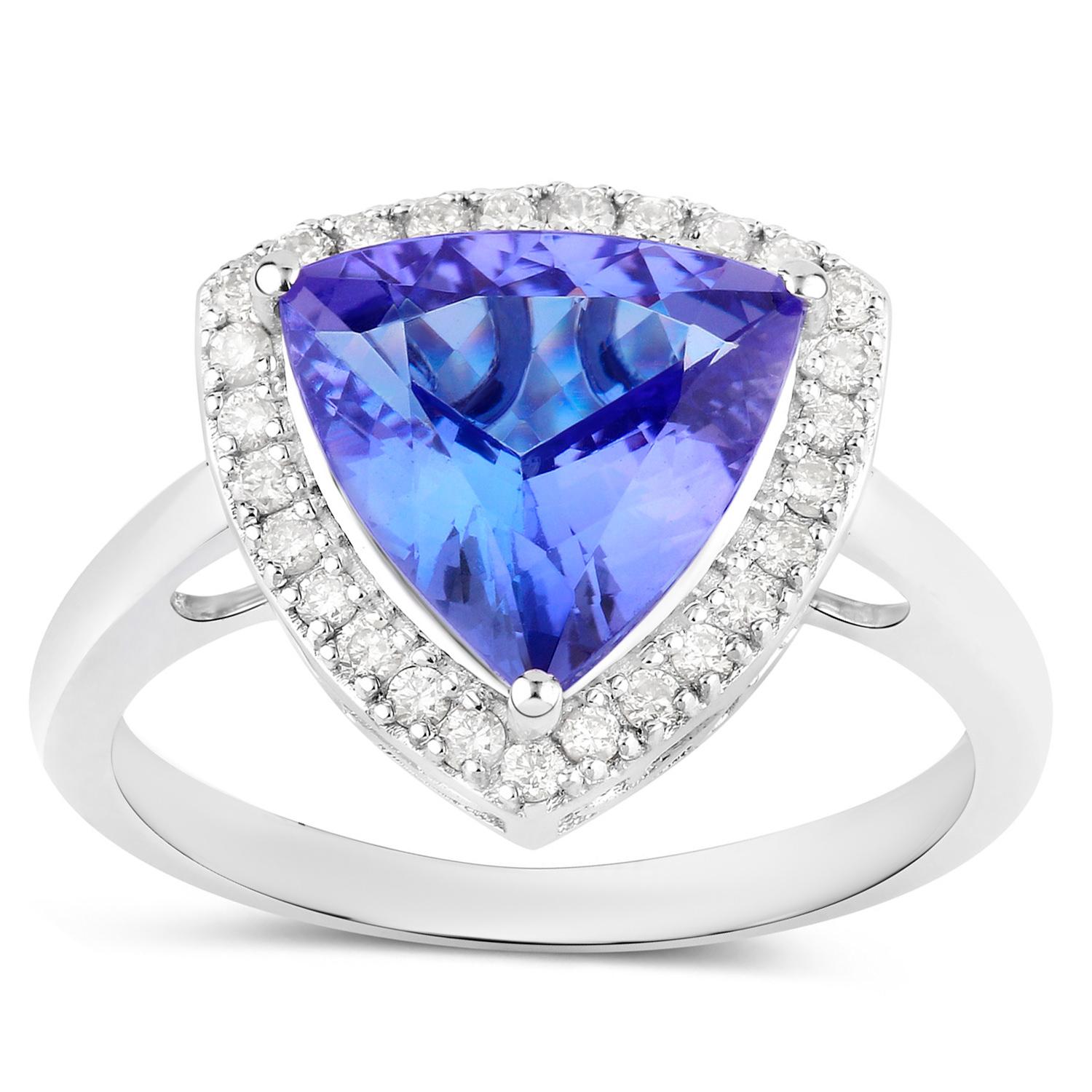 Tanzanite Ring Diamonds 3.22 Carats 14K White Gold In Excellent Condition For Sale In Aliso Viejo, CA