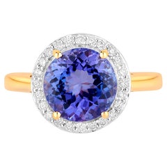 Tanzanite Ring Diamonds 3.42 Carats 14K Yellow Gold