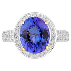 Tanzanite Ring Diamonds 4.01 Carats 14K Yellow Gold
