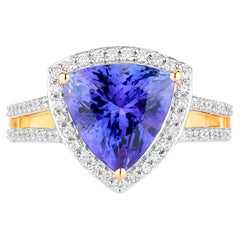 Bague tanzanite 4,06 carats or jaune 14 carats