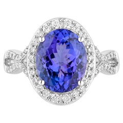 Bague tanzanite 4,1 carats or blanc 14 carats
