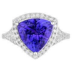 Tanzanite Ring Diamonds 4.4 Carats 14K White Gold
