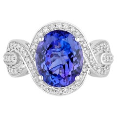 Tanzanite Ring Diamonds 4.53 Carats 14K White Gold