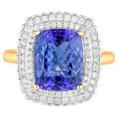Tanzanite Ring Diamonds 4.83 Carats 14K Yellow Gold