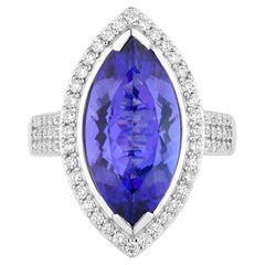 Tansanit Ring Diamanten 5,55 Karat 14K Weißgold