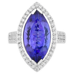 Tanzanite Ring Diamonds 5.55 Carats 14K White Gold