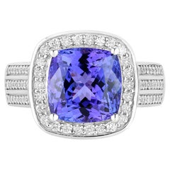 Tanzanite Ring Diamonds 5.58 Carats 14K White Gold