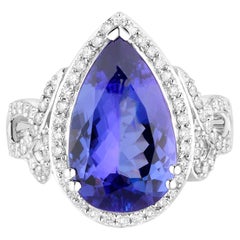 Tanzanite Ring Diamonds 5.75 Carats 14K White Gold