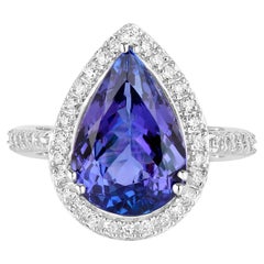 Anello di tanzanite con diamanti da 5,8 carati in oro bianco 14 carati