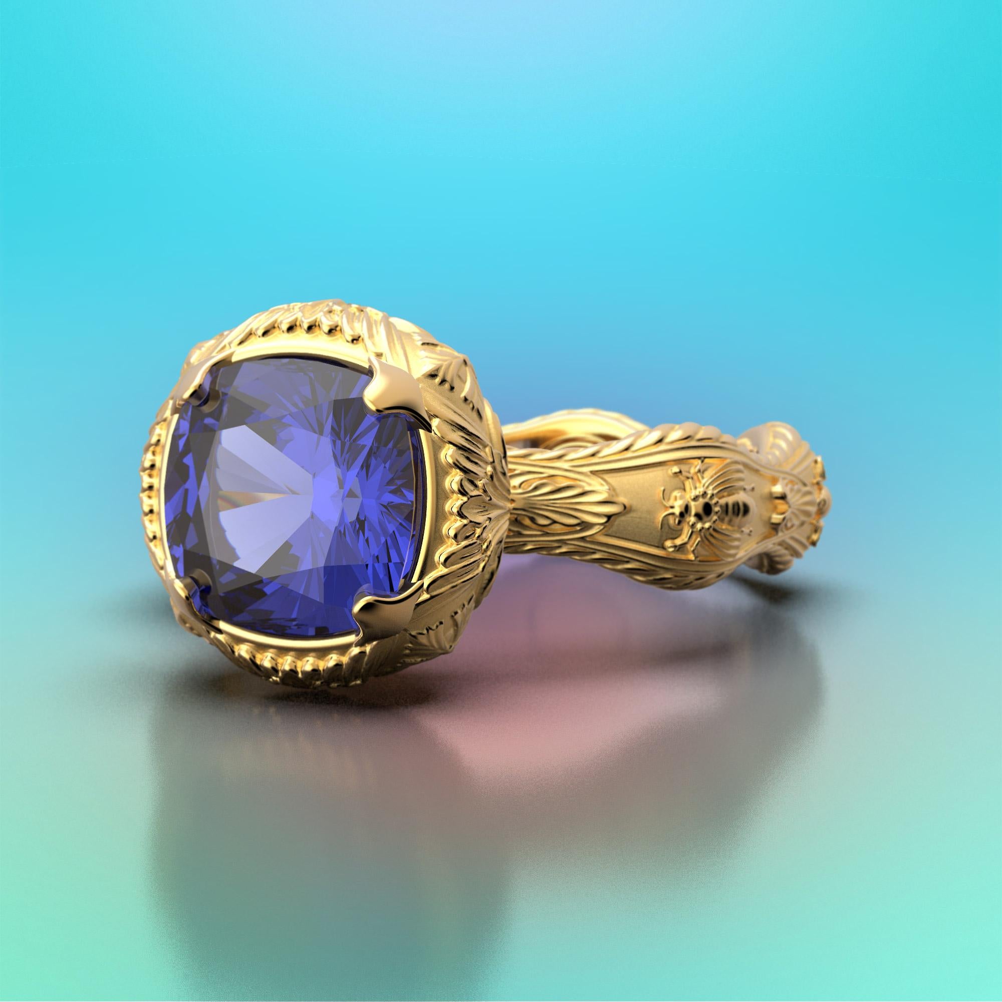 For Sale:  Tanzanite Ring Made In Italy by Oltremare Gioielli in 18k genuine gold 10