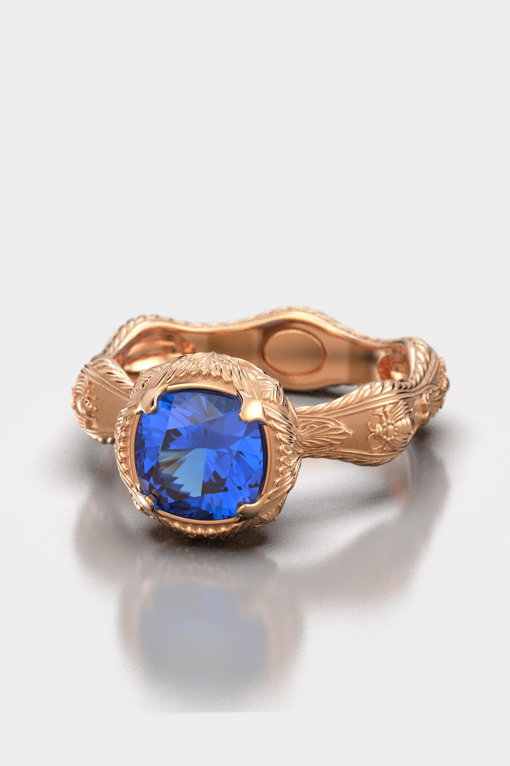 For Sale:  Tanzanite Ring Made In Italy by Oltremare Gioielli in 18k genuine gold 5