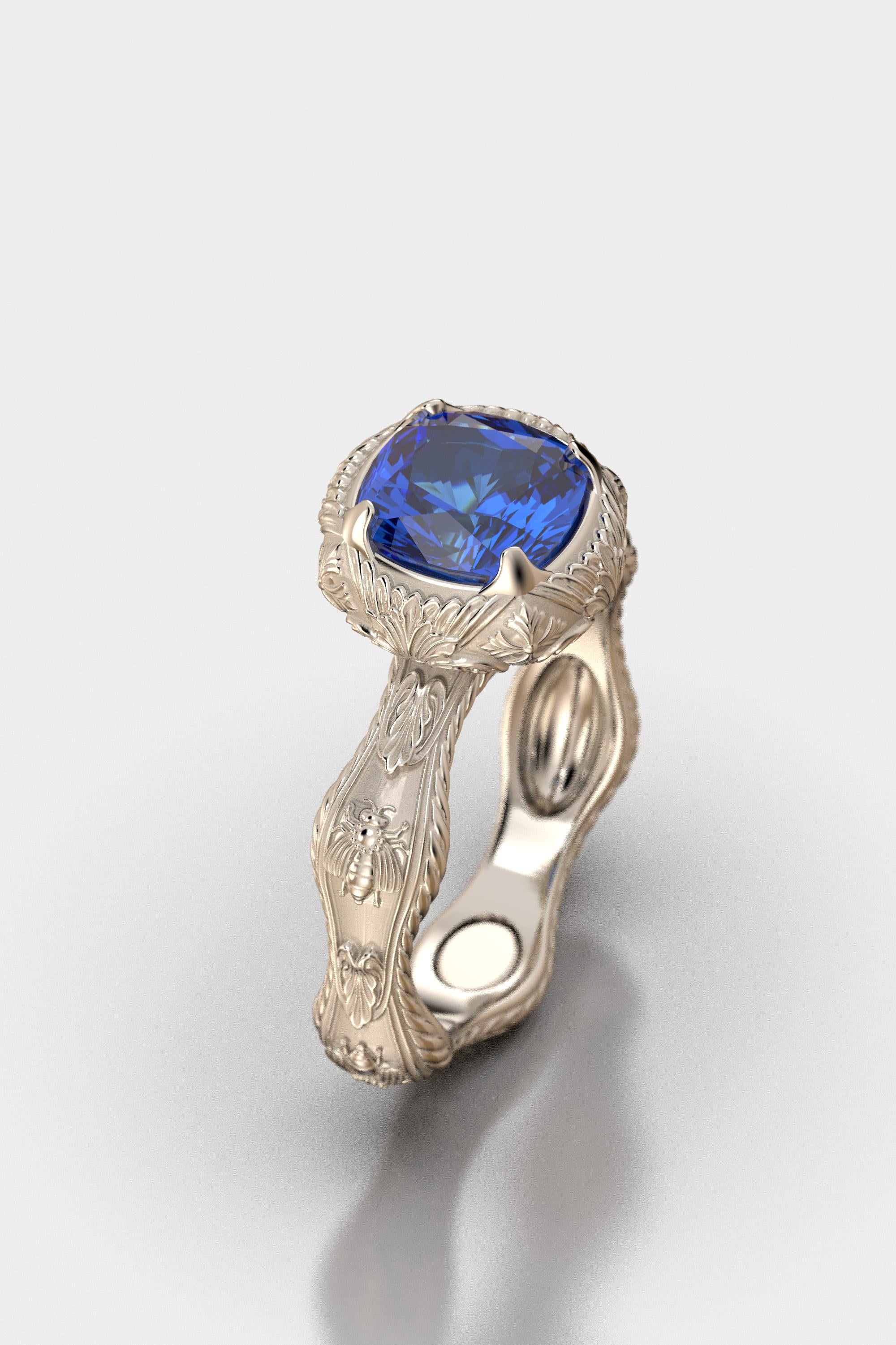 For Sale:  Tanzanite Ring Made In Italy by Oltremare Gioielli in 18k genuine gold 9