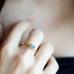 Tanzanite Ring, Minimalist Ring, Real Diamond, Solid Gold Ring, Dainty Rings 18K
