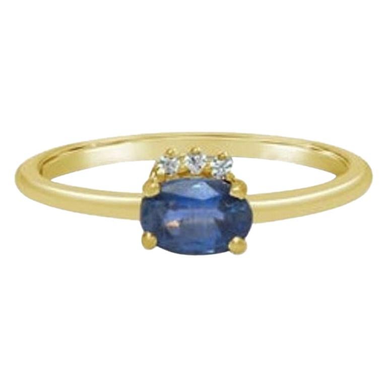 Tanzanite Ring, Minimalist Ring, Real Diamond, Solid Gold Ring, Dainty Rings 18K For Sale