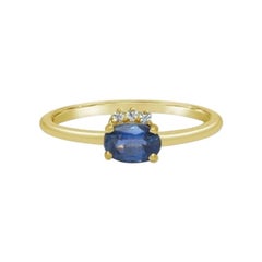 Tanzanite Ring, Minimalist Ring, Real Diamond, Solid Gold Ring, Dainty Rings