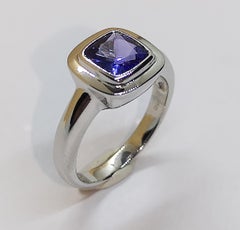 Tanzanite Ring Set in 18 Karat White Gold Settings
